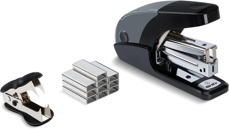 PAPERPAL Effortless Standard Stapler Set, 20 Sheet Capacity, Half Strip with Built-in Staples Storage, Includes 1000 pcs 1/4“ Staples & A Staple Remover, for Office, School & Personal Use, Black - Image 1